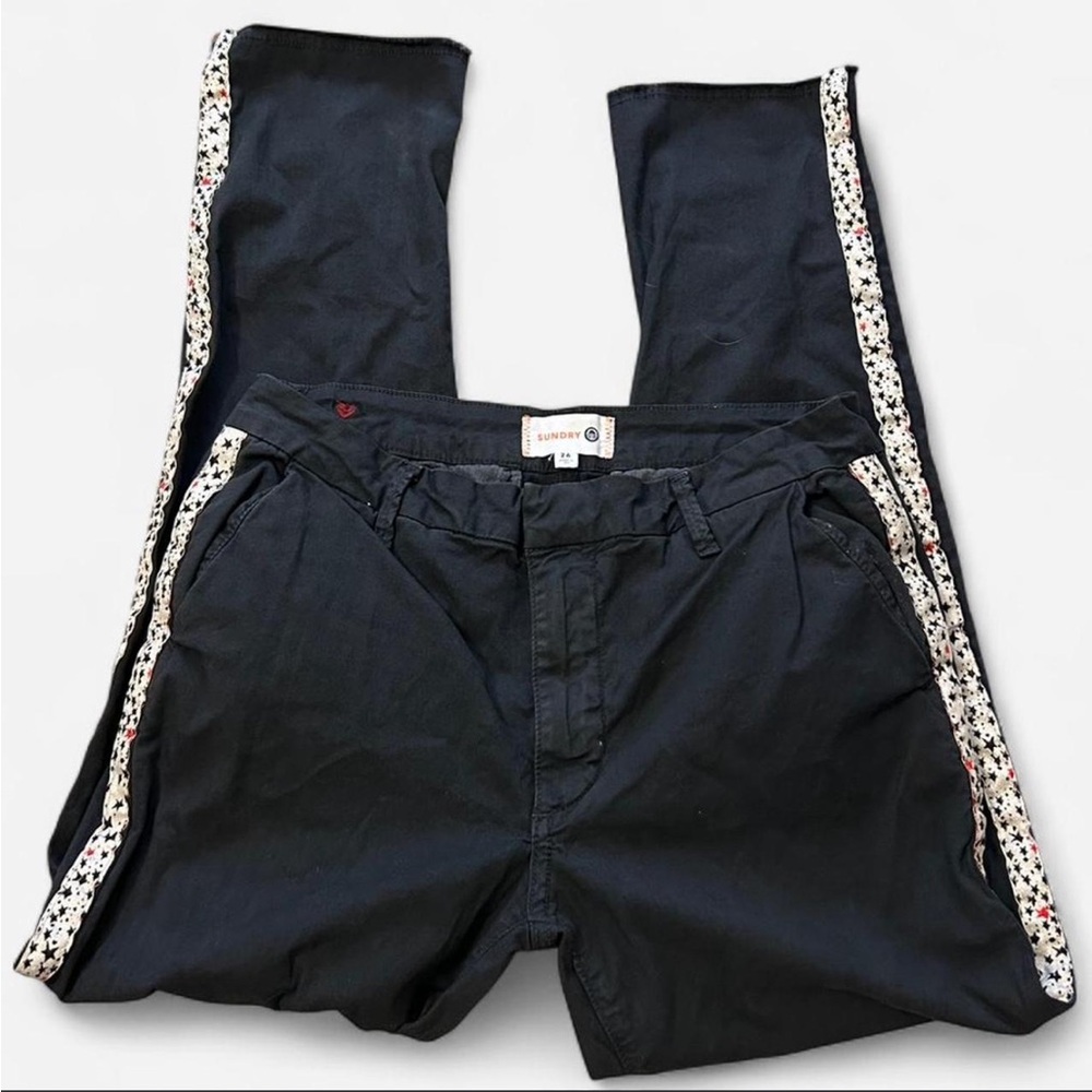 Sundry Black Pants with Orange Accents